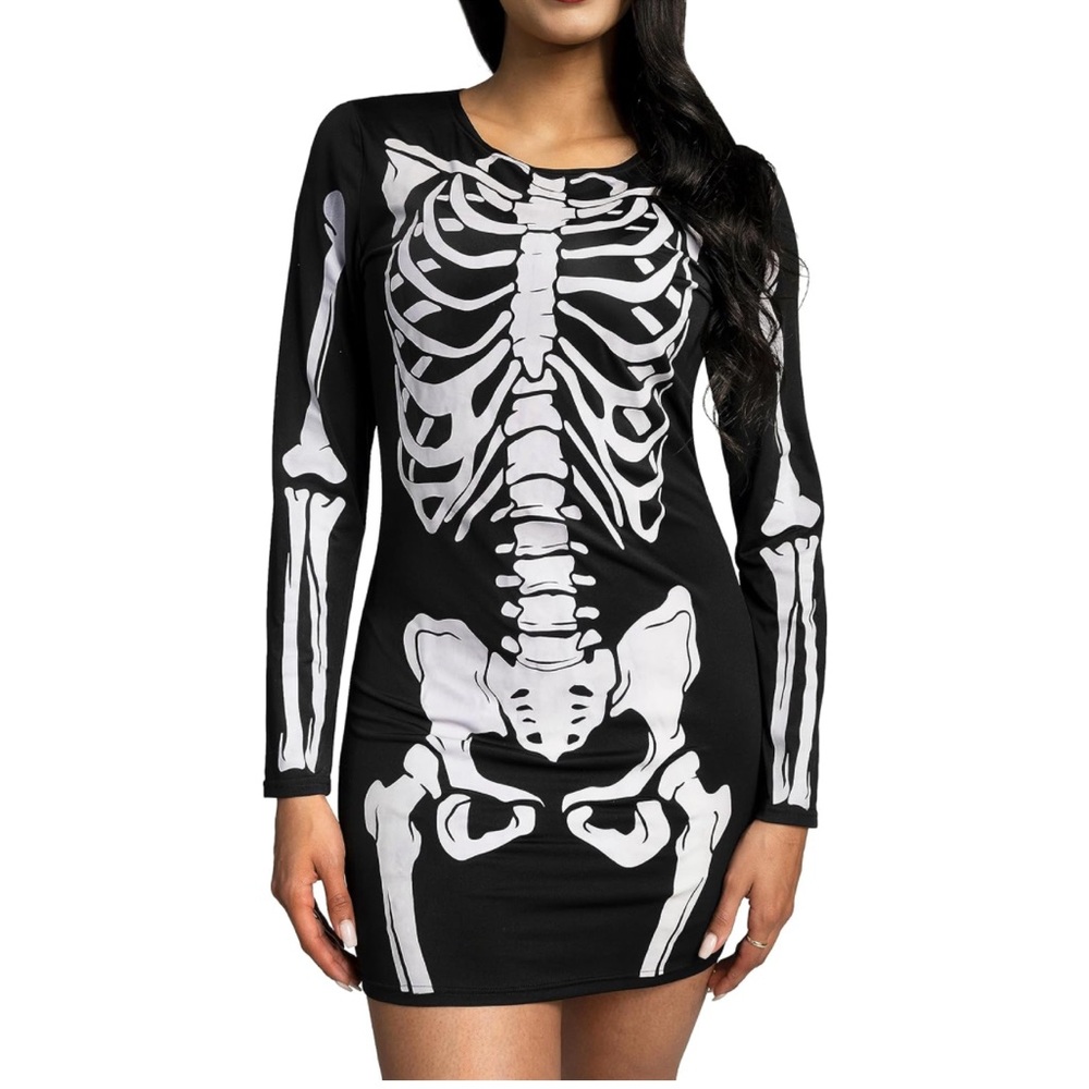 Spooktacular Creations Skeleton Dress Long Sleeve Costume Women's Size XXL
